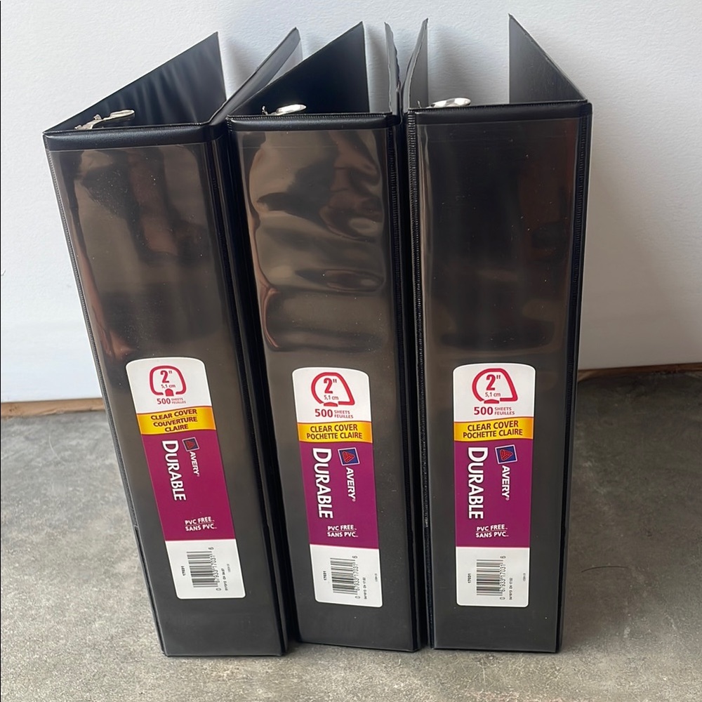 3 Avery Black Durable 2-Inch Binders Set